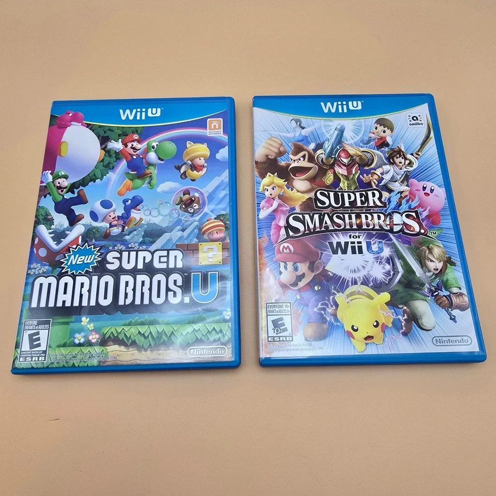 Nintendo Wii U Game Lot New Super Mario Bros U and Super Smash Bros Brawl Wii